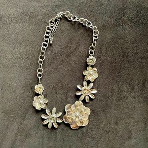 Silver abstract flower necklace